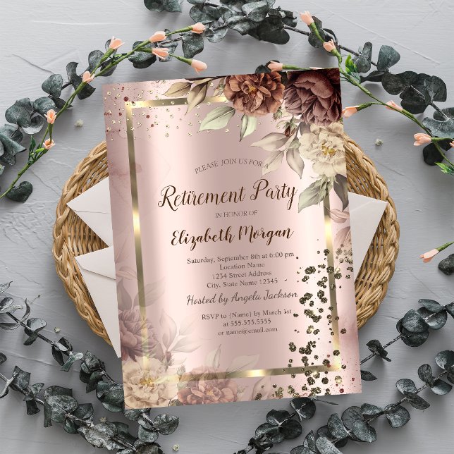 Invitation Diamants de terracotta chic Confetti Retraite (Créateur téléchargé)