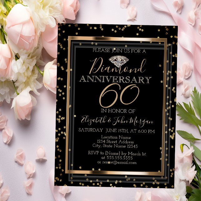 Invitation Diamants élégants et stylés, cadre de mariage et d (Créateur téléchargé)