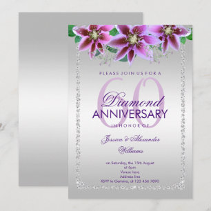 Invitation Diamants et Fleurs de Luxe 60e Anniversaire de Mar
