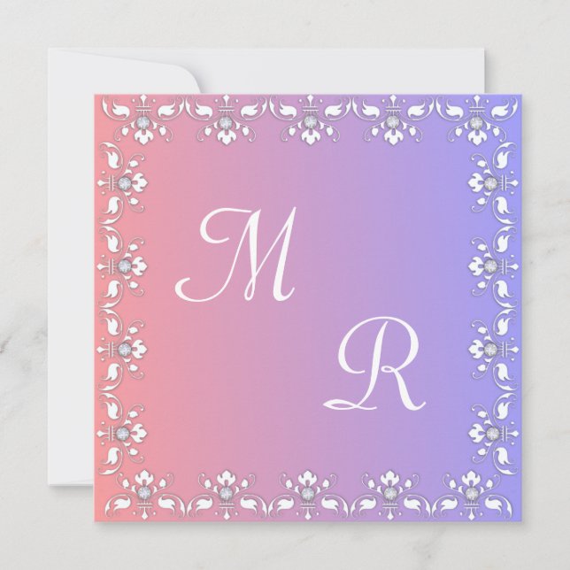 Invitation Diamants et Mariage d'élégance blanche (Devant)