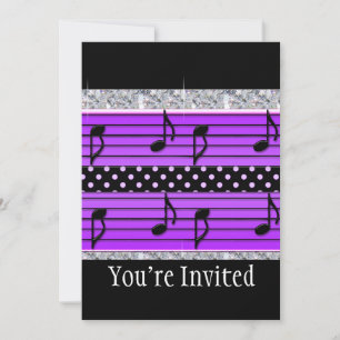 Invitation Diamants et notes musicales pour points Polka viol