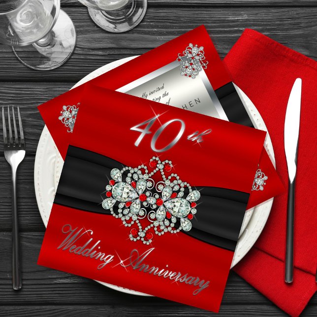 Invitation Diamants et Rubis à Clôture 40e Anniversaire de Ma (Créateur téléchargé)