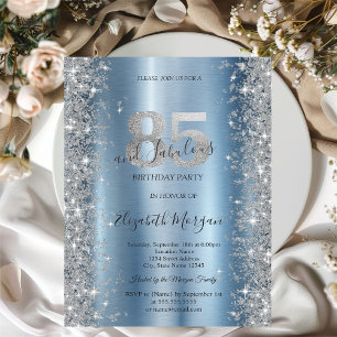 Invitation Diamants étincelants d'argent bleu 85e anniversair