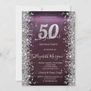 Invitation Diamants étincelants d'argent Bourgogne 50e annive