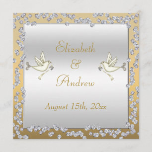 Invitation Diamants fascinants d'or et d'argent et épouser de