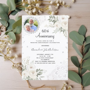 Invitation Diamants fleurons blancs 60e anniversaire de maria