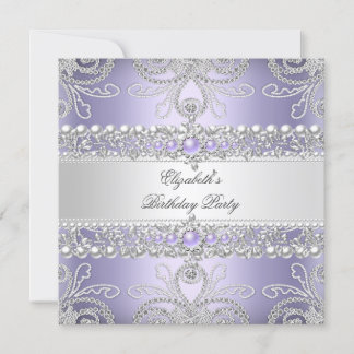 Invitation Diamants Lavande Élégants Anniversaire Floral Arge
