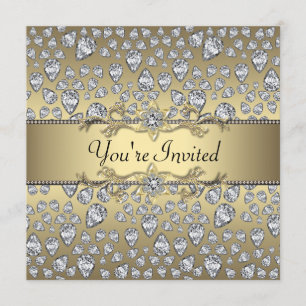 Invitation Diamants Noir et Or Toute l'occasion