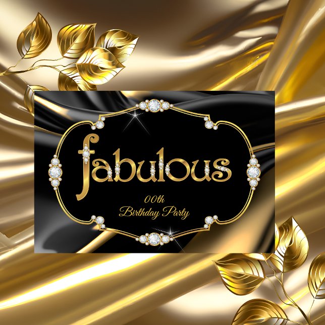Invitation Diamants Or Noir Anniversaire Fabuleux (Créateur téléchargé)