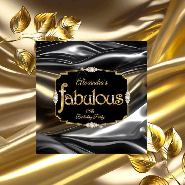 Invitation Diamants Or Noir Argent Anniversaire Incroyable (Créateur téléchargé)