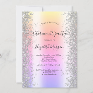 Invitation Diamants Paillettes Argent Dégradé Fête de Retrait