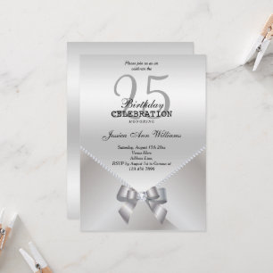 Invitation Diamants Romantiques & Arc en Argent 25e Anniversa