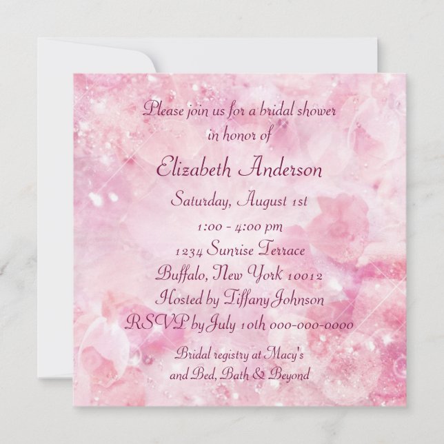 Invitation Diamants Rose Pink Fête de Mariage (Devant)