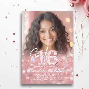 Invitation Diamants roses Rose Gold Chic Photo Sweet 16