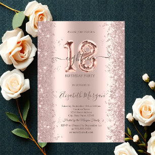 Invitation Diamants scintillants or rose pour 18ème anniversa