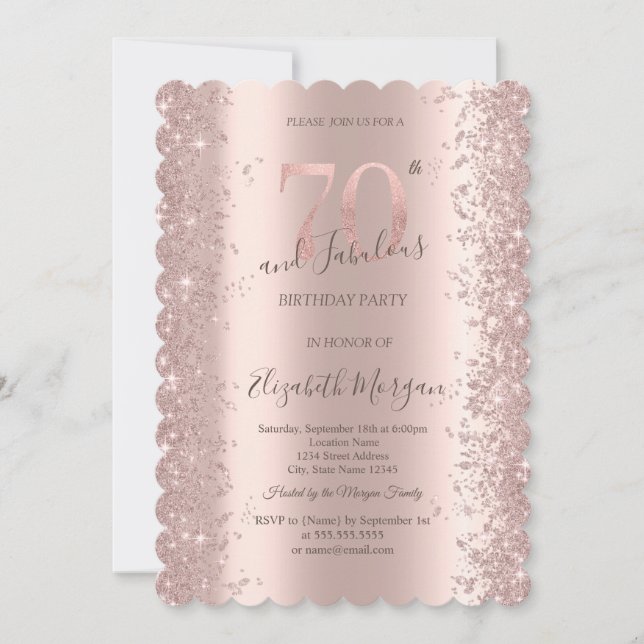 Invitation Diamants scintillants rose gold pour 70e anniversa (Devant)