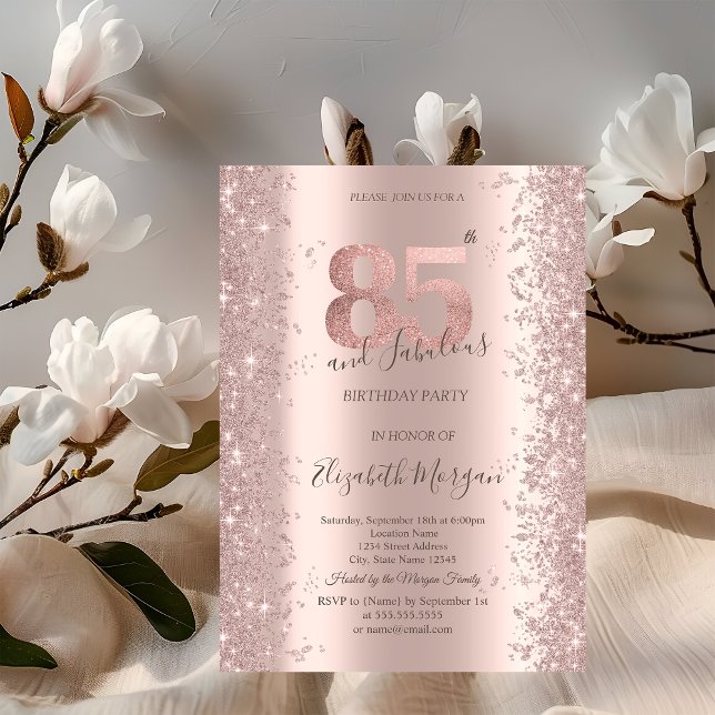 Invitation Diamants scintillants rose gold pour 85e anniversa (Créateur téléchargé)