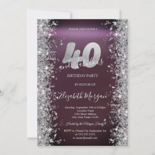 Invitation Diamants Silver Sparkle Bourgogne 40ème Anniversai