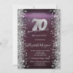 Invitation Diamants Silver Sparkle Bourgogne 70 ans Anniversa