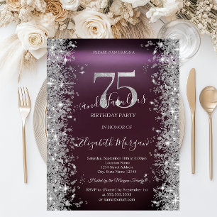 Invitation Diamants Silver Sparkle Bourgogne 75e Anniversaire
