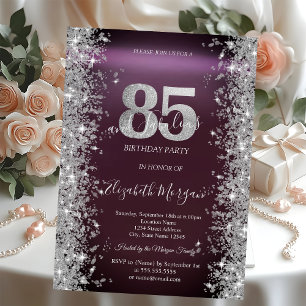 Invitation Diamants Silver Sparkle Bourgogne 85e Anniversaire
