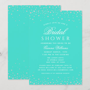 Invitation Diamants Turquoise Fête des mariées de luxe modern