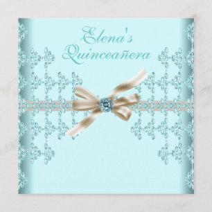 Invitation Diamants Turquoise Robe Turquoise pour Quinceañera