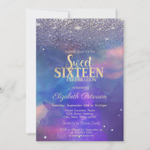 Invitation Diamants Violets Modernes Éclaboussure de Peinture