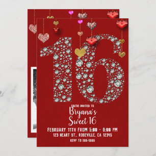 Invitation Diamond 16 Les Coeurs de Saint-Valentin Photo du p