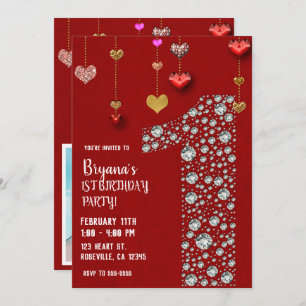 Invitation Diamond 1 1st Valentine's Hearts