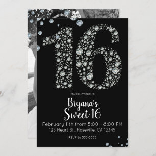 Invitation Diamond Bling 16 Seize Anniversaire Photo