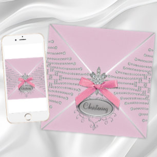 Invitation Diamond Bow Rose Christening