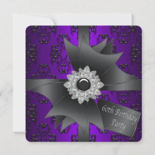 Invitation Diamond Bow Womans Purple 60e anniversaire