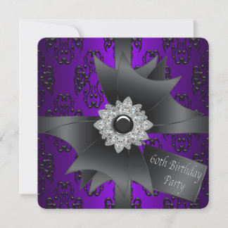 Invitation Diamond Bow Womans Purple 60e anniversaire fête