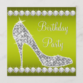 Invitation Diamond Celery Green Chaussure haute talon fête d'