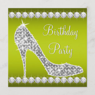 Invitation Diamond Celery Green High Heel Shothday Party