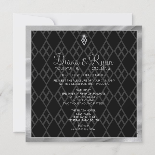 Invitation Diamond Cravate Noire (Dos)