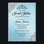 Invitation Diamond dentelle étincelle Sweet sixteen bleu<br><div class="desc">Invitations de Sweet sixteen plus élégantes dans le Little Bayleigh Store</div>