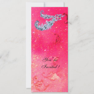 Invitation DIAMOND FEATHERS , paillettes roses