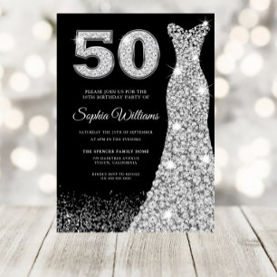 Invitation Diamond habillées femmes 50e anniversaire de fête