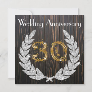 Invitation Diamond Laurel & Gold 30e anniversaire Mariage Inv