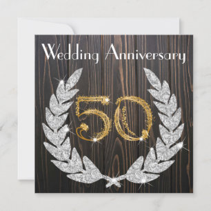 Invitation Diamond Laurel & Gold 50e anniversaire Mariage Inv