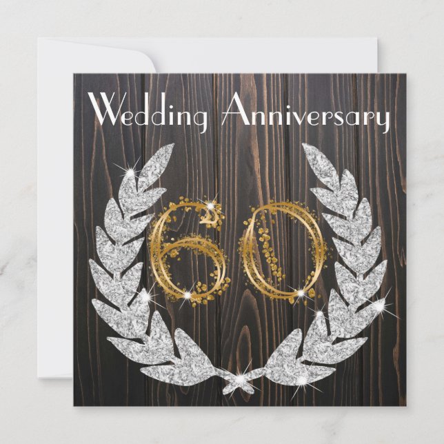 Invitation Diamond Laurel & Gold 60e anniversaire de mariage  (Devant)