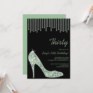 Invitation Diamond Mint Stiletto & Beads 30e anniversaire