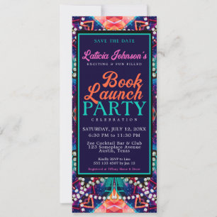 Invitation Diamond Pearls Aqua Blue Boho Vibe Lancement du li