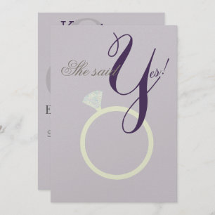 Invitation Diamond Ring Elle Dit Oui Gray & Mauve Party Card