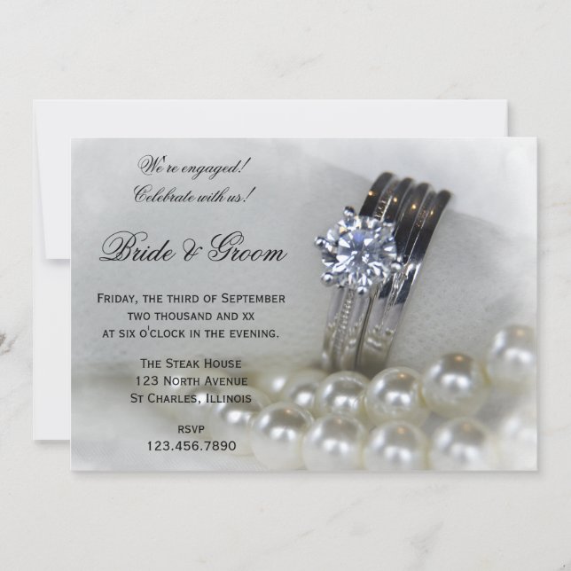 Invitation Diamond Rings et White Pearl (Devant)