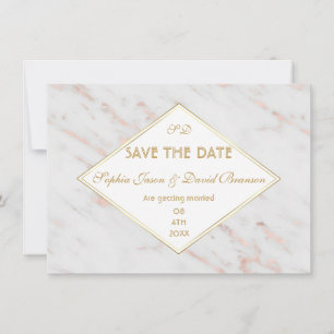Invitation Diamond Rose Gold Marbre Mariage ENREGISTRER LA DA