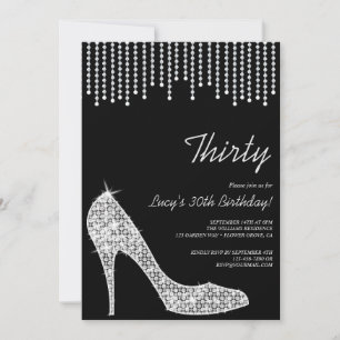 Invitation Diamond Stiletto et perles suspendues 30e annivers