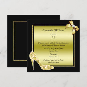 Invitation Diamond Stiletto et Romantic Gold Bow Anniversaire